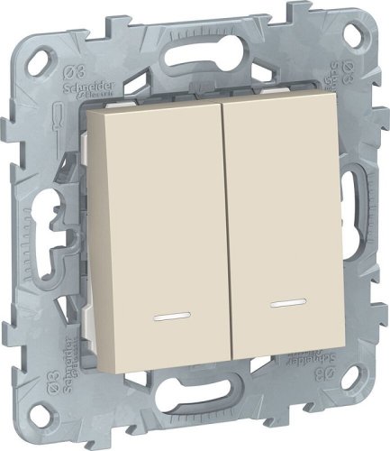Переключатель с подсветкой без рамки Schneider Electric Unica New 2-кл. проходной бежевый картинка